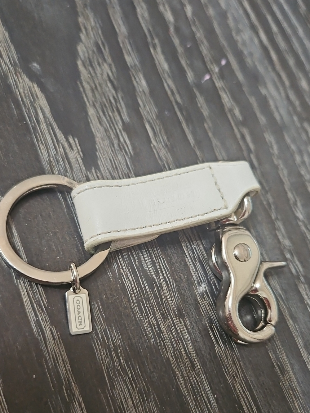 Leather White Coach Keyring - Picture 2 of 6